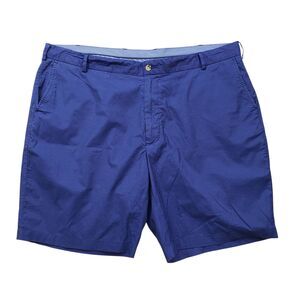 Peter Millar Golf Chino Shorts Mens 40 Blue Cotton Blend Flat Front